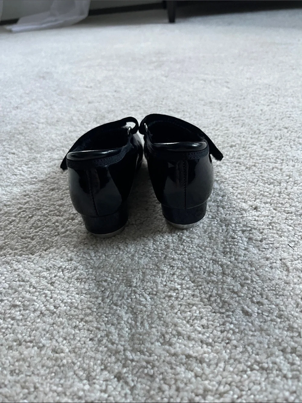 Stelle Girls' Black Patent Mary Jane Dance Tap Shoes with Velcro Strap Sz. 8